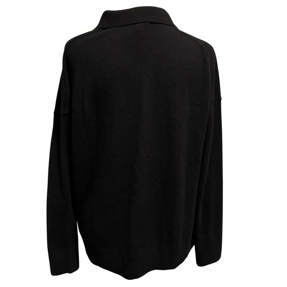 Quince Size L Mongolian Cashmere Polo Sweater Black - Picture 3 of 6
